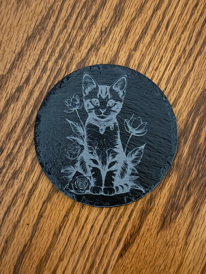Cat Slate Coaster