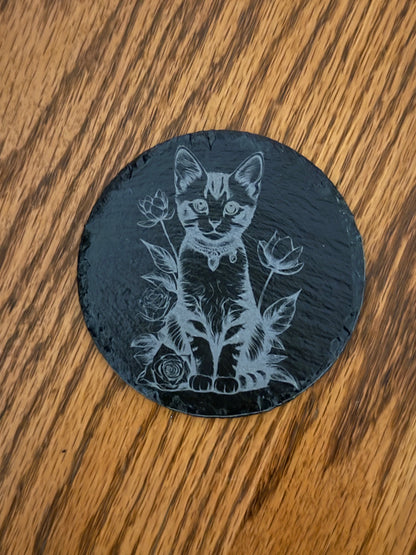 Cat Slate Coaster