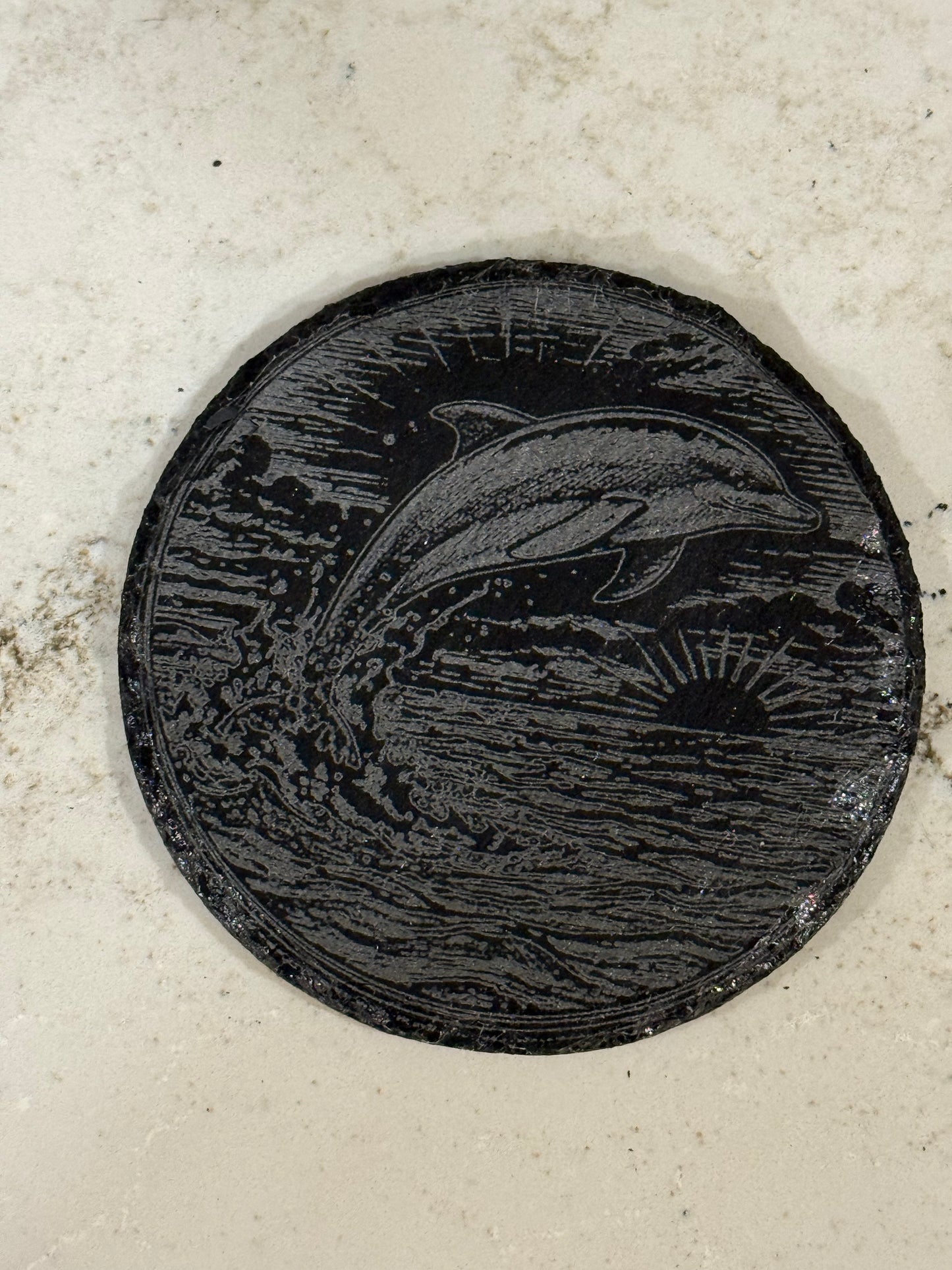 Jumping Dolphin Slate Coaster