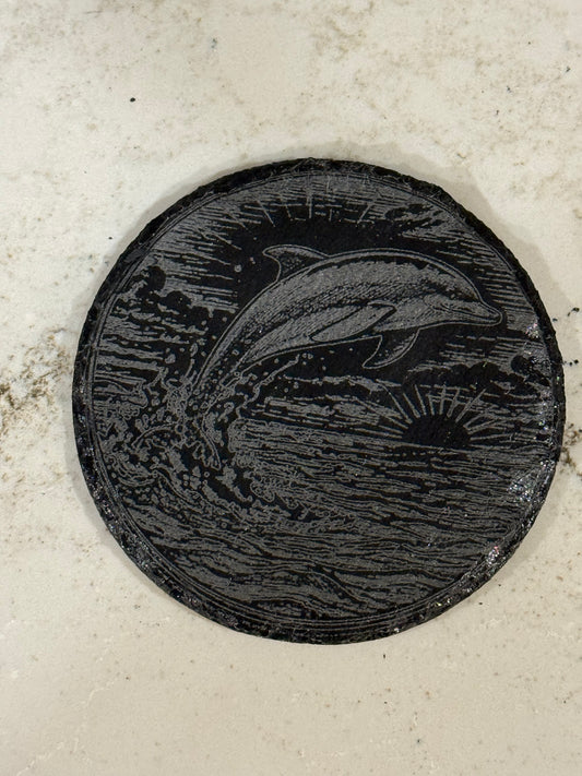 Jumping Dolphin Slate Coaster