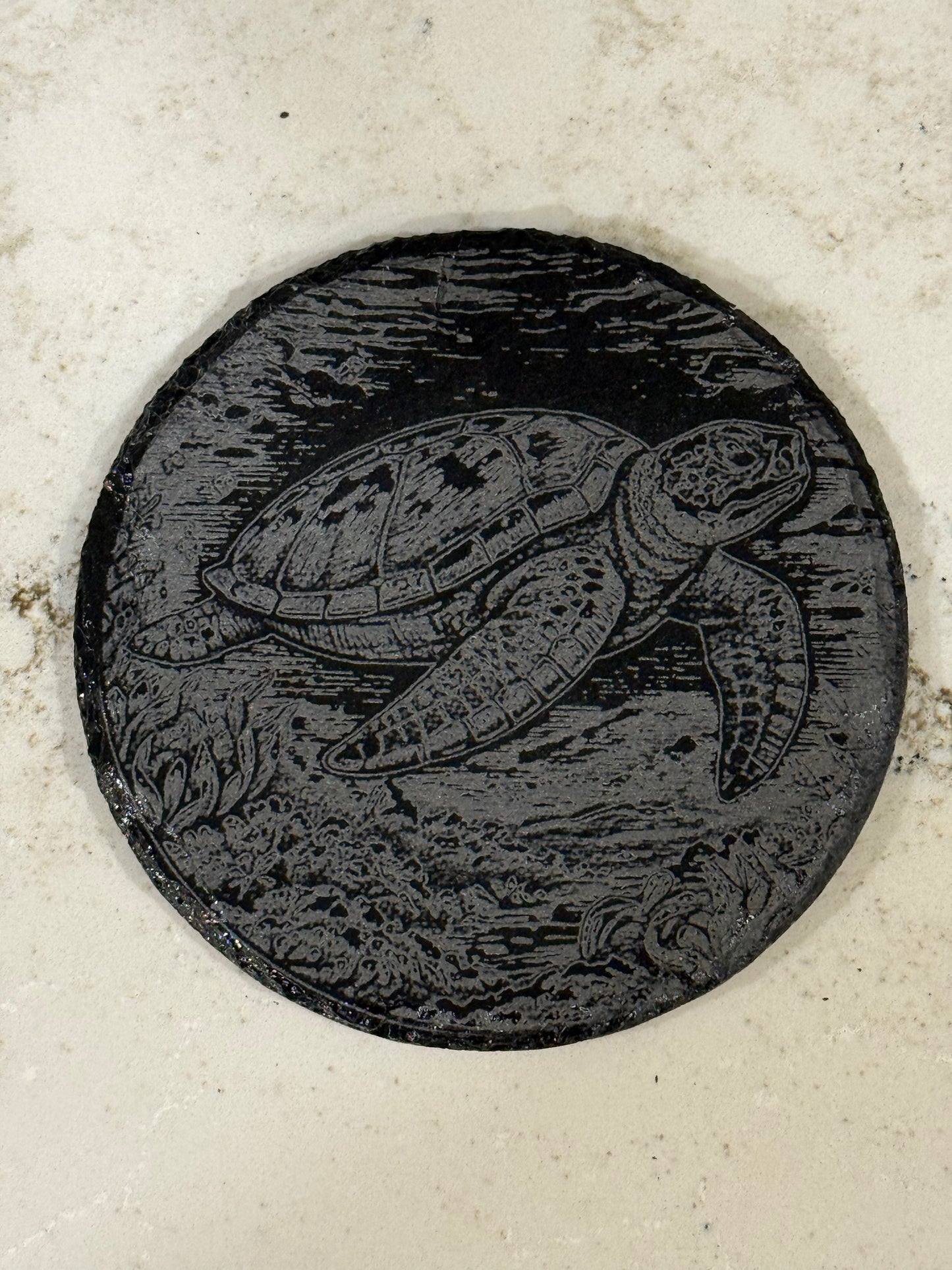 Sea Turtle Under the Sea Slate Coaster