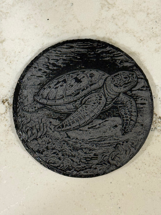 Sea Turtle Under the Sea Slate Coaster