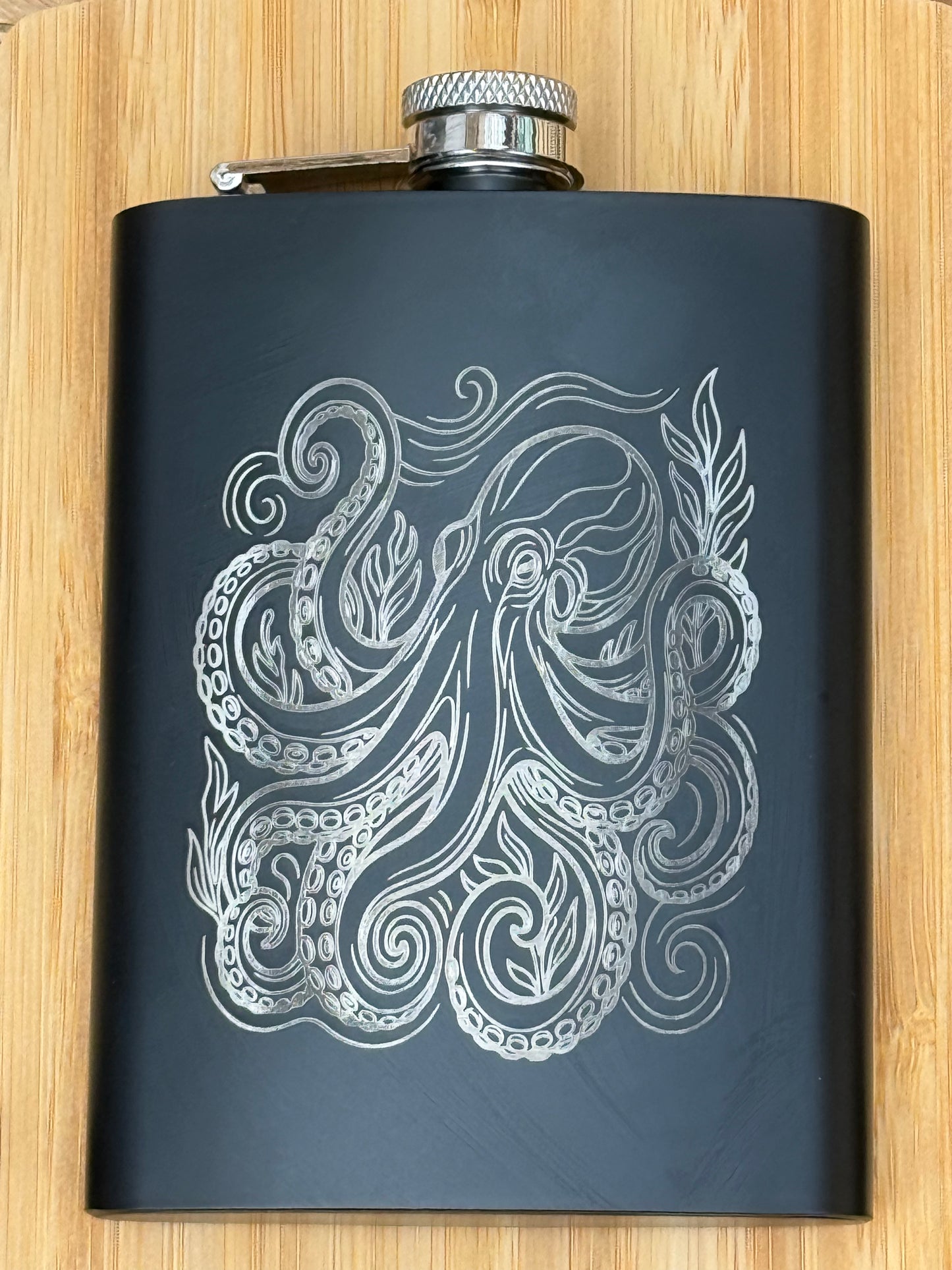 Stainless Steel Black with Silver Flask Multiple Designs Available