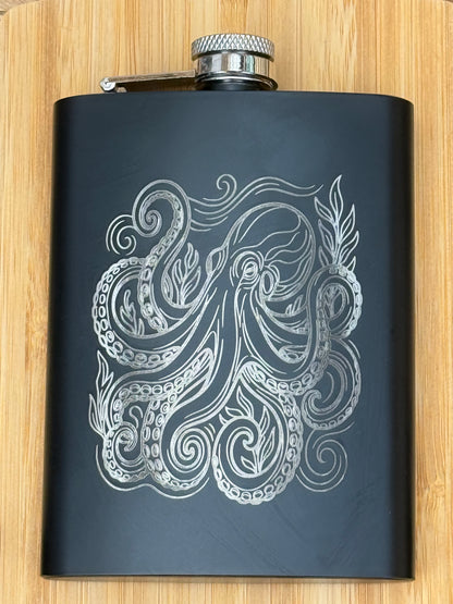 Stainless Steel Black with Silver Flask Multiple Designs Available