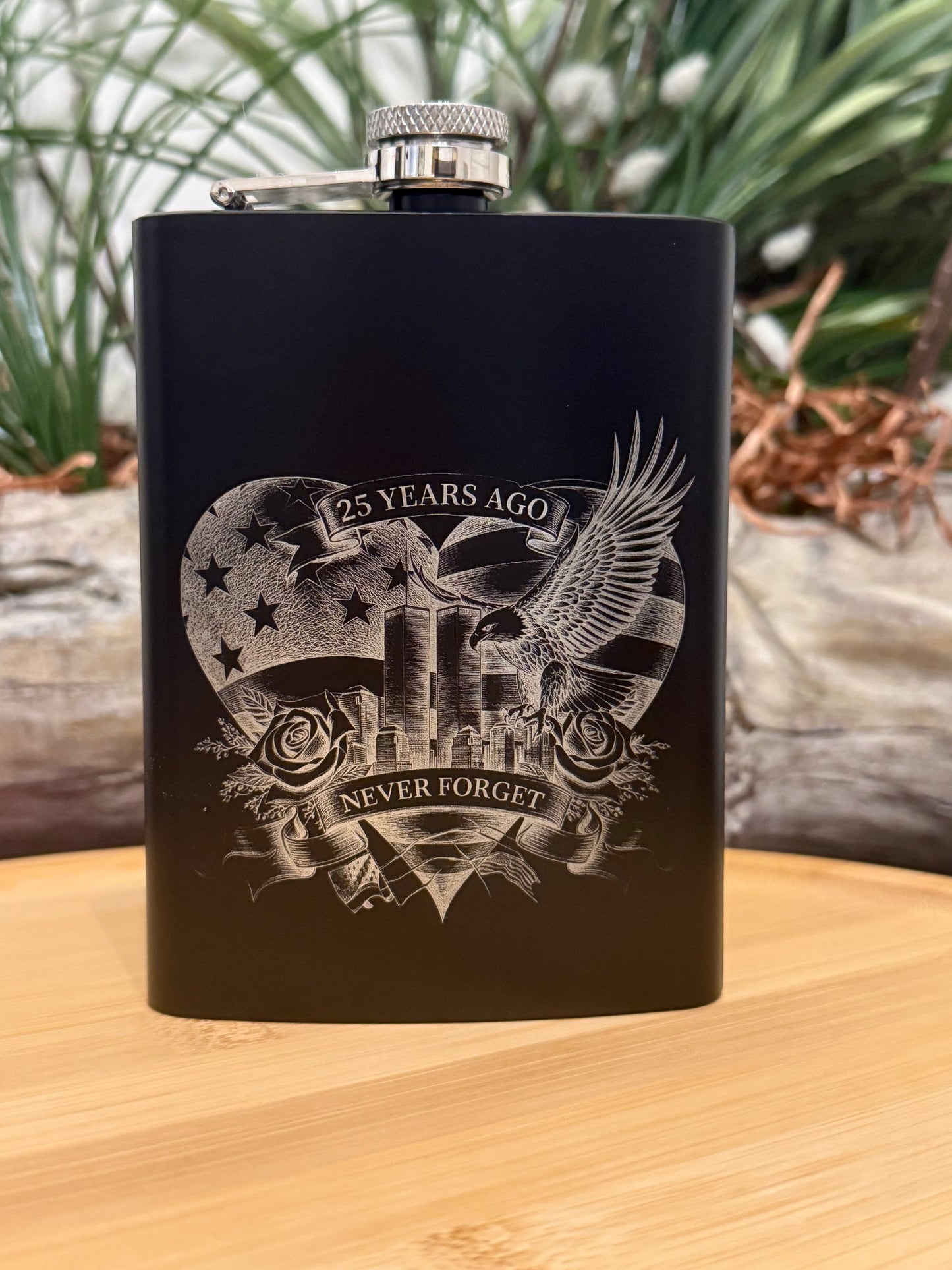 Stainless Steel Black with Silver Flask