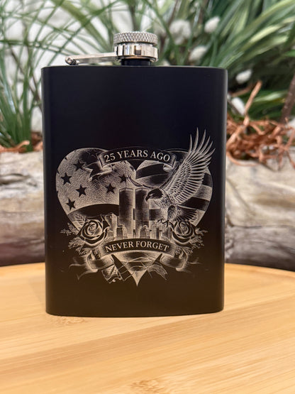 Stainless Steel Black with Silver Flask