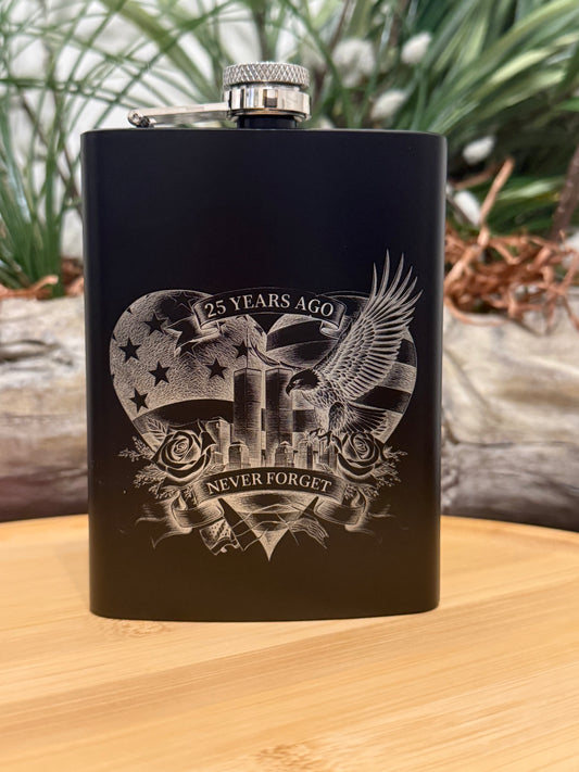 Stainless Steel Black with Silver Flask