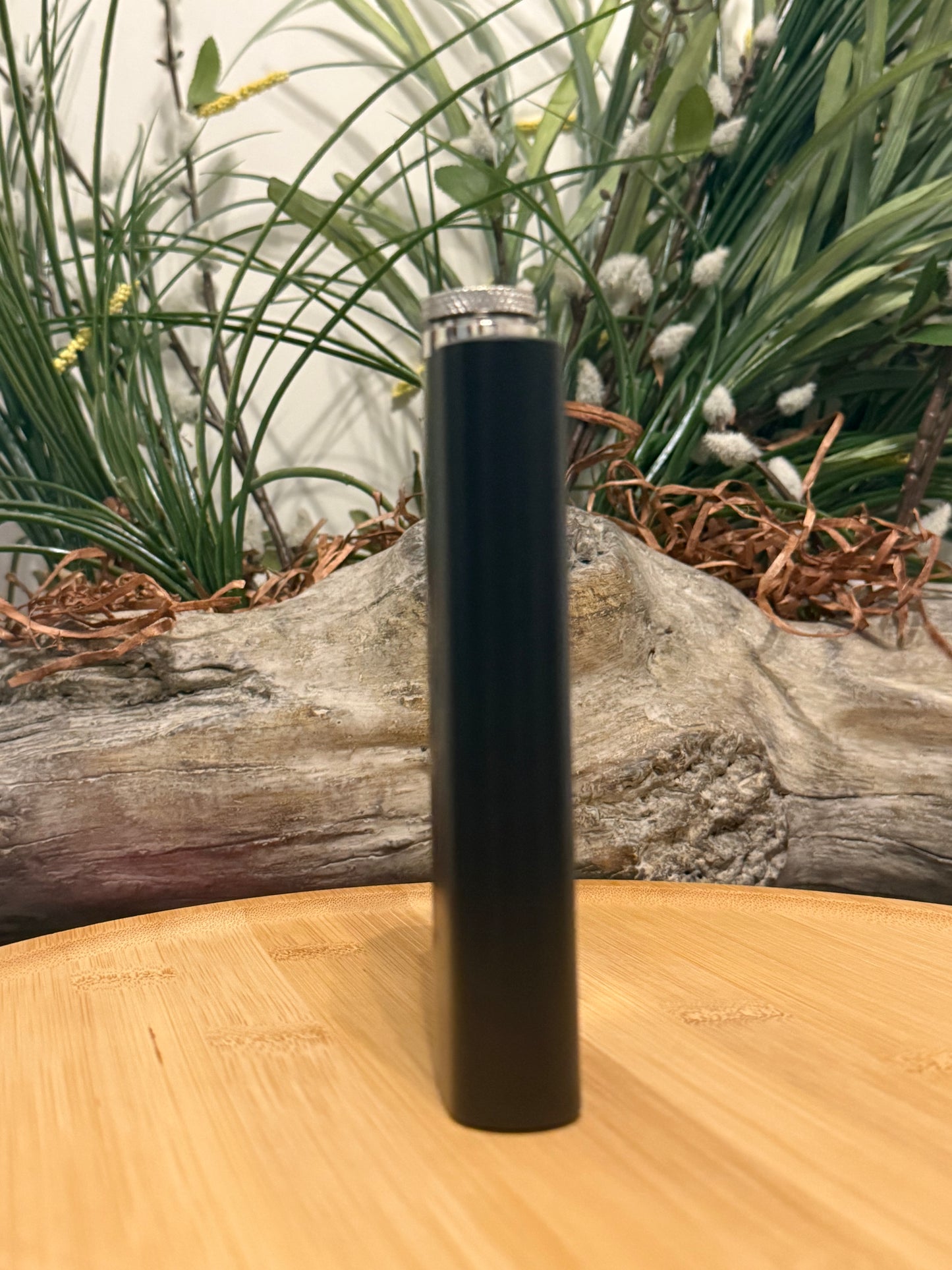 Stainless Steel Black with Silver Flask