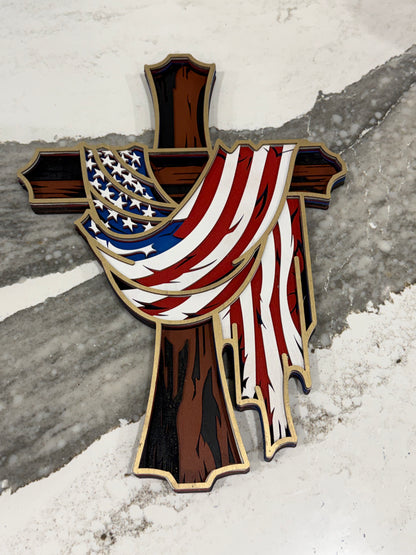 Cross with American Flag