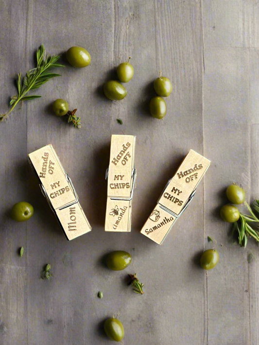 Personalized Clothespin Snack Clips